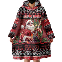 Guitar Christmas Wearable Blanket Hoodie Rocking Santa - Wonder Print Shop
