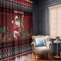 Guitar Christmas Window Curtain Rocking Santa - Wonder Print Shop