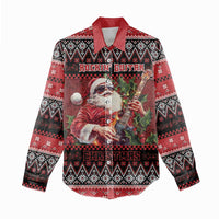 Guitar Christmas Women Casual Shirt Rocking Santa - Wonder Print Shop