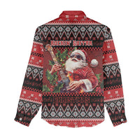 Guitar Christmas Women Casual Shirt Rocking Santa - Wonder Print Shop