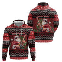 Guitar Christmas Zip Hoodie Rocking Santa - Wonder Print Shop