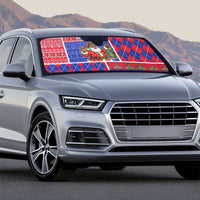 Haiti Christmas Auto Sun Shade Santa With Fanal Haitian Patchwork Style - Wonder Print Shop