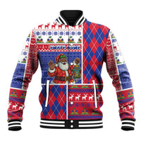 Haiti Christmas Baseball Jacket Santa With Fanal Haitian Patchwork Style - Wonder Print Shop
