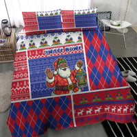 Haiti Christmas Bedding Set Santa With Fanal Haitian Patchwork Style - Wonder Print Shop