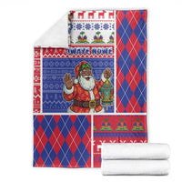 Haiti Christmas Blanket Santa With Fanal Haitian Patchwork Style - Wonder Print Shop