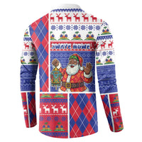 Haiti Christmas Button Sweatshirt Santa With Fanal Haitian Patchwork Style - Wonder Print Shop