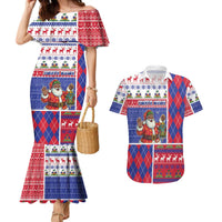 Haiti Christmas Couples Matching Mermaid Dress and Hawaiian Shirt Santa With Fanal Haitian Patchwork Style - Wonder Print Shop