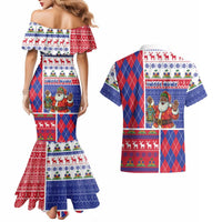 Haiti Christmas Couples Matching Mermaid Dress and Hawaiian Shirt Santa With Fanal Haitian Patchwork Style - Wonder Print Shop