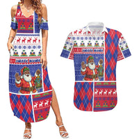Haiti Christmas Couples Matching Summer Maxi Dress and Hawaiian Shirt Santa With Fanal Haitian Patchwork Style - Wonder Print Shop