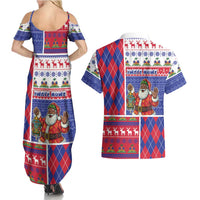 Haiti Christmas Couples Matching Summer Maxi Dress and Hawaiian Shirt Santa With Fanal Haitian Patchwork Style - Wonder Print Shop
