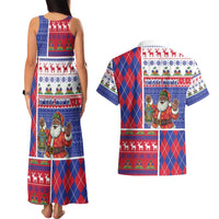 Haiti Christmas Couples Matching Tank Maxi Dress and Hawaiian Shirt Santa With Fanal Haitian Patchwork Style - Wonder Print Shop