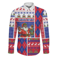 Haiti Christmas Family Matching Long Sleeve Bodycon Dress and Hawaiian Shirt Santa With Fanal Haitian Patchwork Style - Wonder Print Shop