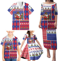 Haiti Christmas Family Matching Puletasi and Hawaiian Shirt Santa With Fanal Haitian Patchwork Style - Wonder Print Shop