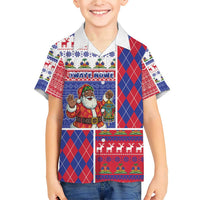 Haiti Christmas Family Matching Short Sleeve Bodycon Dress and Hawaiian Shirt Santa With Fanal Haitian Patchwork Style - Wonder Print Shop