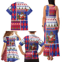 Haiti Christmas Family Matching Tank Maxi Dress and Hawaiian Shirt Santa With Fanal Haitian Patchwork Style - Wonder Print Shop