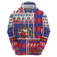 Haiti Christmas Hoodie Santa With Fanal Haitian Patchwork Style - Wonder Print Shop