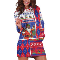 Haiti Christmas Hoodie Dress Santa With Fanal Haitian Patchwork Style - Wonder Print Shop