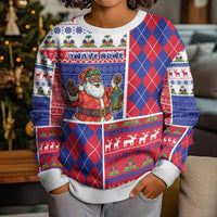 Haiti Christmas Kid Ugly Christmas Sweater Santa With Fanal Haitian Patchwork Style - Wonder Print Shop