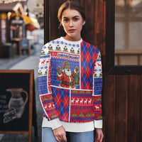 Haiti Christmas Ugly Christmas Sweater Santa With Fanal Haitian Patchwork Style - Wonder Print Shop