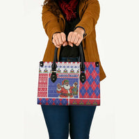 Haiti Christmas Leather Bag Santa With Fanal Haitian Patchwork Style - Wonder Print Shop
