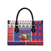Haiti Christmas Leather Bag Santa With Fanal Haitian Patchwork Style - Wonder Print Shop