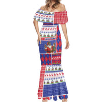 Haiti Christmas Mermaid Dress Santa With Fanal Haitian Patchwork Style - Wonder Print Shop
