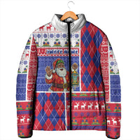 Haiti Christmas Padded Jacket Santa With Fanal Haitian Patchwork Style - Wonder Print Shop