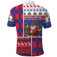 Haiti Christmas Polo Shirt Santa With Fanal Haitian Patchwork Style - Wonder Print Shop