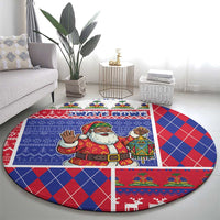 Haiti Christmas Round Carpet Santa With Fanal Haitian Patchwork Style - Wonder Print Shop