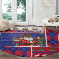 Haiti Christmas Round Carpet Santa With Fanal Haitian Patchwork Style - Wonder Print Shop