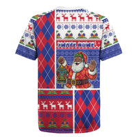 Haiti Christmas Rugby Jersey Santa With Fanal Haitian Patchwork Style - Wonder Print Shop