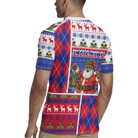 Haiti Christmas Rugby Jersey Santa With Fanal Haitian Patchwork Style - Wonder Print Shop