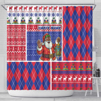 Haiti Christmas Shower Curtain Santa With Fanal Haitian Patchwork Style - Wonder Print Shop