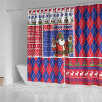 Haiti Christmas Shower Curtain Santa With Fanal Haitian Patchwork Style - Wonder Print Shop