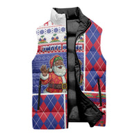 Haiti Christmas Sleeveless Puffer Jacket Santa With Fanal Haitian Patchwork Style - Wonder Print Shop
