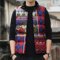 Haiti Christmas Sleeveless Puffer Jacket Santa With Fanal Haitian Patchwork Style - Wonder Print Shop