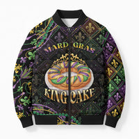 Personalized Mardi Gras Bomber Puffer Jacket King Cake Royal