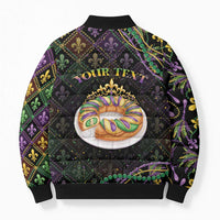 Personalized Mardi Gras Bomber Puffer Jacket King Cake Royal