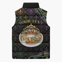 Personalized Mardi Gras Sleeveless Puffer Jacket King Cake Royal