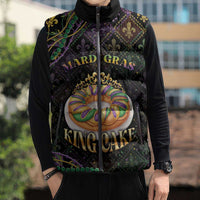 Personalized Mardi Gras Sleeveless Puffer Jacket King Cake Royal