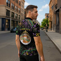 Personalized Mardi Gras Zipper Polo Shirt King Cake Royal