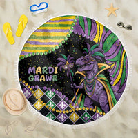 Mardi Gras Beach Blanket King Rex Glitter Effect