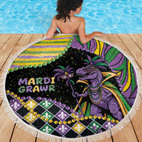 Mardi Gras Beach Blanket King Rex Glitter Effect