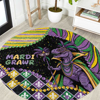 Mardi Gras Round Carpet King Rex Glitter Effect