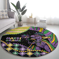 Mardi Gras Round Carpet King Rex Glitter Effect