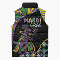 Mardi Gras Sleeveless Puffer Jacket King Rex Glitter Effect