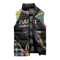 Mardi Gras Sleeveless Puffer Jacket King Rex Glitter Effect