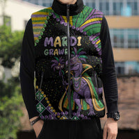 Mardi Gras Sleeveless Puffer Jacket King Rex Glitter Effect