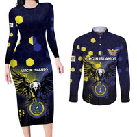 Personalized United States Virgin Islands Couples Matching Long Sleeve Bodycon Dress and Long Sleeve Button Shirt Eagle Bird Unique Style - Wonder Print Shop