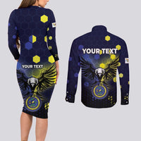 Personalized United States Virgin Islands Couples Matching Long Sleeve Bodycon Dress and Long Sleeve Button Shirt Eagle Bird Unique Style - Wonder Print Shop